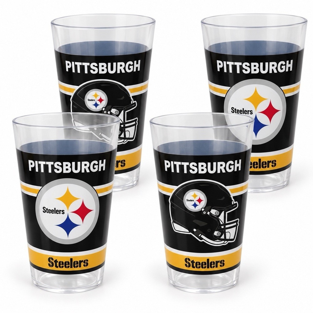 Pittsburgh Steelers NFL Plastic Tumbler Cups Set of 4 New Licensed Game Day